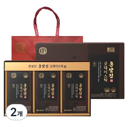 HANSAMIN by NH Hongsam Hongsamjin Good Day Stick | Korean Red Ginseng | 10ml × 30 Sticks × 2 Boxes (60 Sticks)