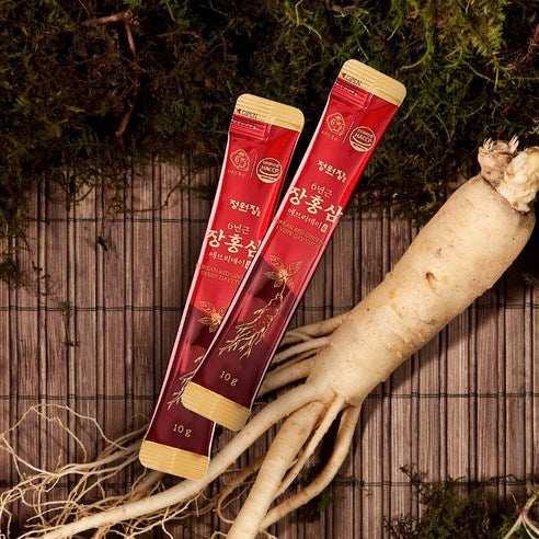 JUNGWONJANG 6-Year-Old Korean Red Ginseng Everyday Stick | 10g × 100 Sticks (1kg) | 100% Korean-Grown Red Ginseng with 10 Botanicals