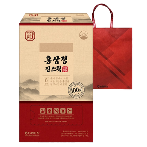 HANSAMIN by NH Hongsam Red Ginseng Extract Jin Stick | 10g × 100 Sticks (1kg) | Made in Korea