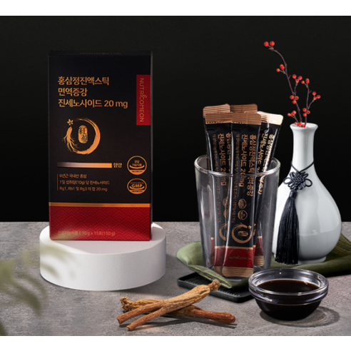 NUTRICOMMON Korean Red Ginseng Extract | Ginsenosides 20mg | 15 Servings × 2 Boxes (30 Servings) | Made in Korea