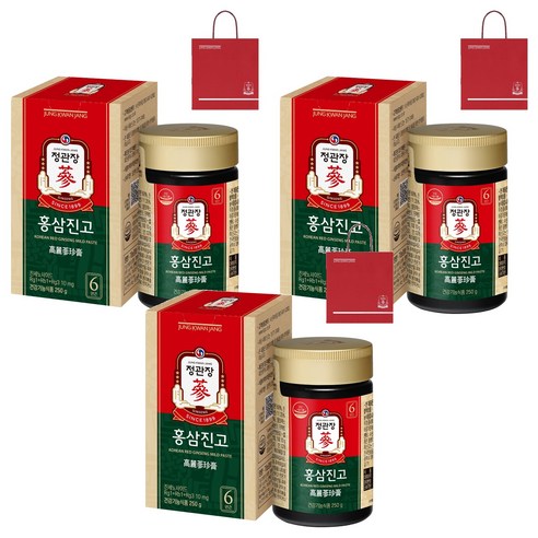 JUNG KWAN JANG Korean Red Ginseng Honey Paste (Hongsam Jingo) 250g × 3 Jars | 6-Year-Old Korean Red Ginseng | Ginsenosides 10mg per Day | Korean Health Functional Food