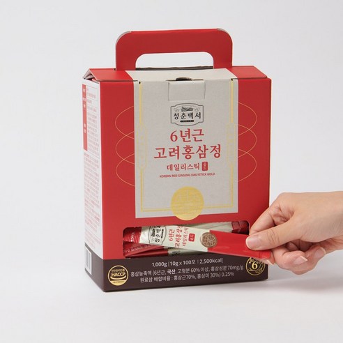 CHEONGCHUNBAEKSEO 6-Year-Old Korean Red Ginseng Daily Stick Gold | 10g × 100 Sticks | With Astragalus, Licorice, Jujube & Reishi | 100-Day Supply