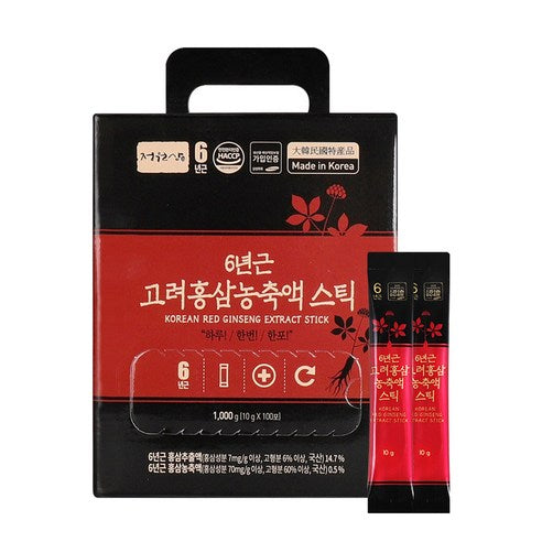 JUNGWONSAM 6-Year-Old Korean Red Ginseng Liquid Stick with Honey & Tangerine | 10g × 100 Sticks