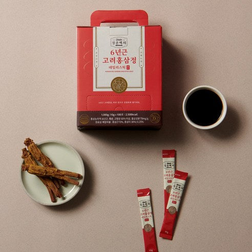 CHEONGCHUNBAEKSEO 6-Year-Old Korean Red Ginseng Daily Stick Gold | 10g × 100 Sticks | With Astragalus, Licorice, Jujube & Reishi | 100-Day Supply