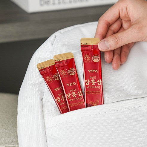 JUNGWONJANG 6-Year-Old Korean Red Ginseng Everyday Stick | 10g × 100 Sticks (1kg) | 100% Korean-Grown Red Ginseng with 10 Botanicals