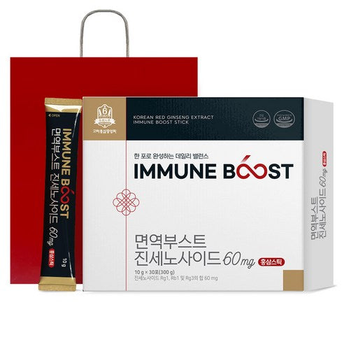 KOREA HONGSAM JUNGANGHOE Immune Boost Korean Red Ginseng Stick | Ginsenosides 60 | Made in Koreamg per Stick | 10g × 30 Sticks (300g)