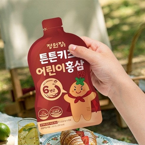 JUNGWONJANG Tuntun Kids Korean Red Ginseng for Children | Mango Flavor | 20ml × 30 Pouches | 6-Year-Old Korean Red Ginseng | Korean Health Functional Food