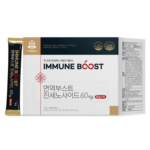 KOREA HONGSAM JUNGANGHOE Immune Boost Korean Red Ginseng Stick | Ginsenosides 60mg | 10g × 50 Sticks (500g) | Made in Korea