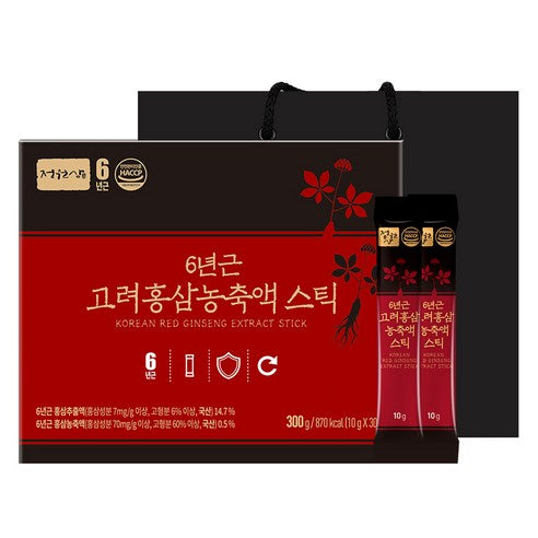JUNGWONSAM 6-Year-Old Korean Red Ginseng Liquid Stick with Honey & Tangerine | 10g × 30 Sticks (300g) | Smooth, Easy-to-Drink Korean Red Ginseng Tea