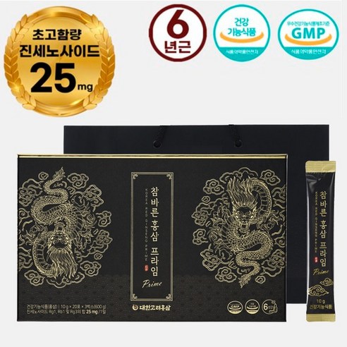 DAEHAN KOREA RED GINSENG Chambareun Hongsam PRIME | Ginsenosides 25mg per Stick | 6-Year-Old Korean Red Ginseng | 10g × 30 Sticks | Korean Health Functional Food