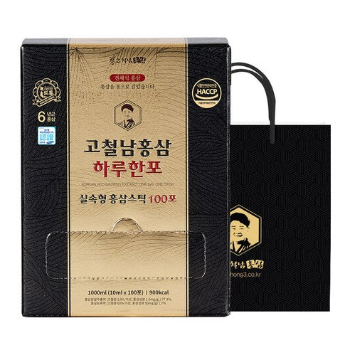 GO CHEOLNAM HONGSAM One-a-Day Whole Korean Red Ginseng Stick | 10ml × 100 Sticks | Squeeze & Go | Made in Korea