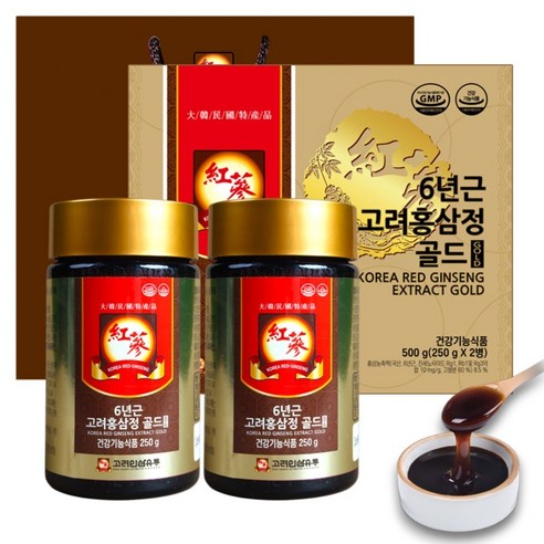 KOREA GINSENG DISTRIBUTION 6-Year-Old Korean Red Ginseng Extract Gold | 250g × 2 Jars (500g) | Made in Korea
