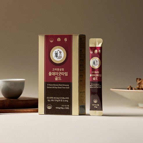 PUNGNYEON BOGAM 6-Year-Old Korean Red Ginseng Extract All Day Good Time Gold Stick Set | 10g × 30 Sticks (300g) | Made in Korea