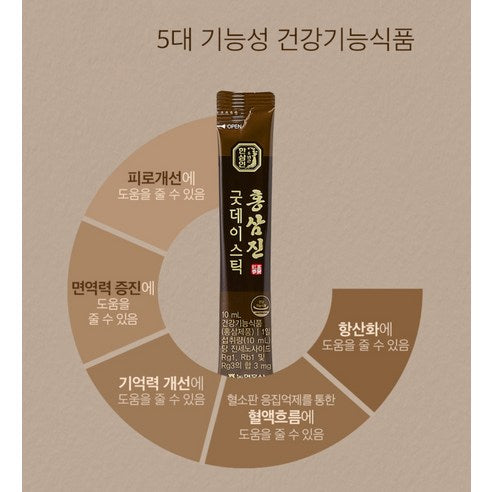 HANSAMIN by NH Hongsam Hongsamjin Good Day Stick | Korean Red Ginseng | 10ml × 60 Sticks (600ml)