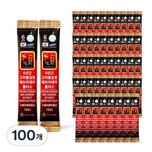 6-Year-Old Korean Red Ginseng Liquid Stick "Everyday Plus" | 10ml × 100 Sticks | Value Pack | Made in Korea