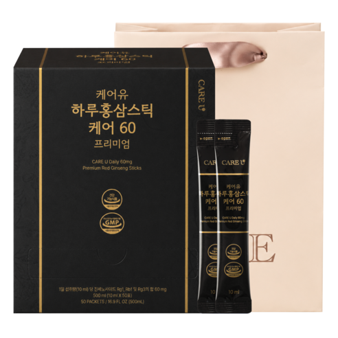 CAREU Care 60 Premium 6-Year-Old Korean Red Ginseng Stick | Ginsenosides 60mg | 50 Servings | Made in Korea