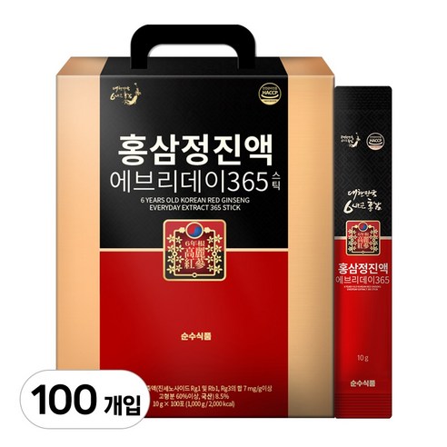SOON SOO FOOD 6-Year-Old Korean Red Ginseng Extract Everyday 365 Stick | 10g × 100 Sticks (1kg) | Made in Korea