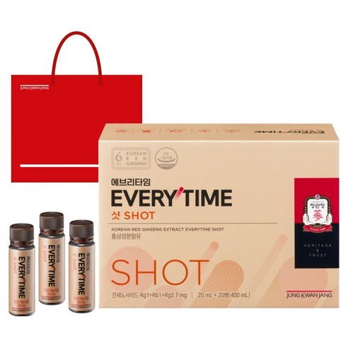JUNG KWAN JANG Everytime Shot | Korean Red Ginseng Drink | 20ml × 20 Vials | 20-Day Supply