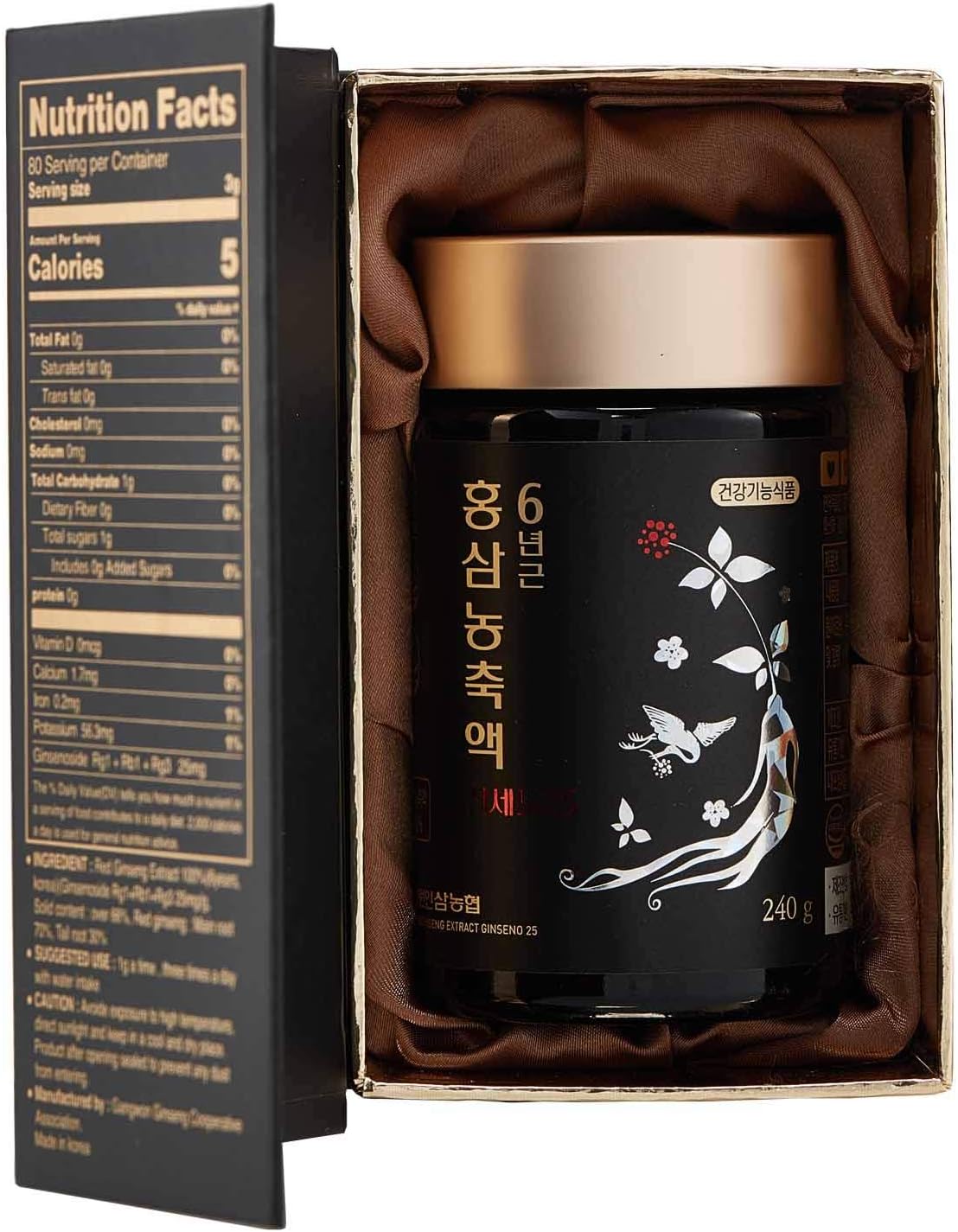 Gangwon Ginseng Cooperative Premium 6-Year-Old Korean Red Ginseng Extract "Jinseno 25" | 240g | 100% 6-Year-Old Red Ginseng Concentrate | Made in Korea