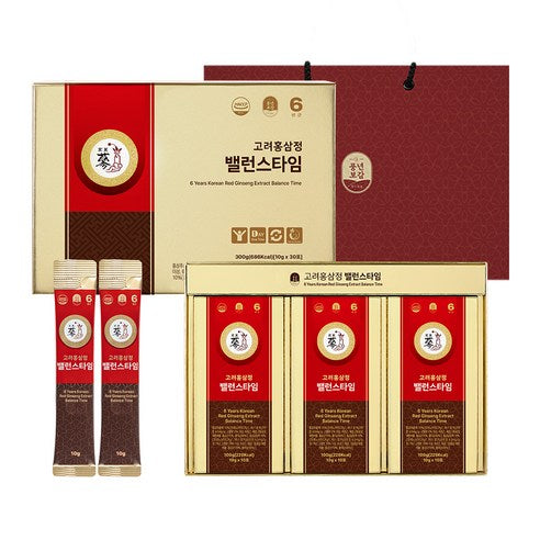 PUNGNYEON BOGAM 6-Year-Old Korean Red Ginseng Extract Balance Time Stick Set | 10g × 30 Sticks (300g) | Made in Korea