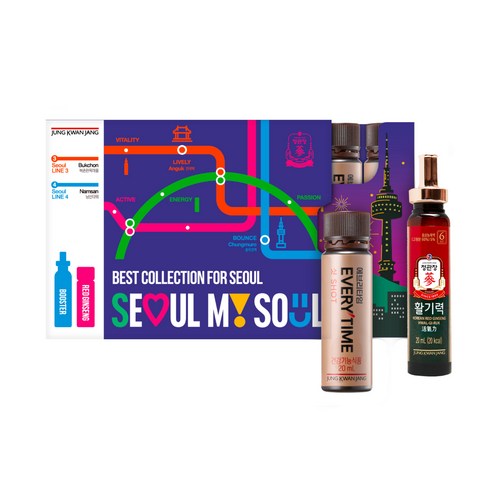 JUNG KWAN JANG Best Collection for Seoul Gift Set | Everytime Shot 20ml × 5 + Vital Tonic (Hwalgiryeok) 20ml × 5 | Korean Red Ginseng Drinks