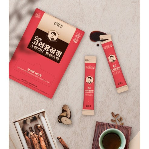 GO CHEOLNAM HEALTHCARE 6-Year-Old Korean Red Ginseng Extract Standard Stick | 13g × 100 Sticks × 2 Boxes (200 Sticks) | Made in Korea