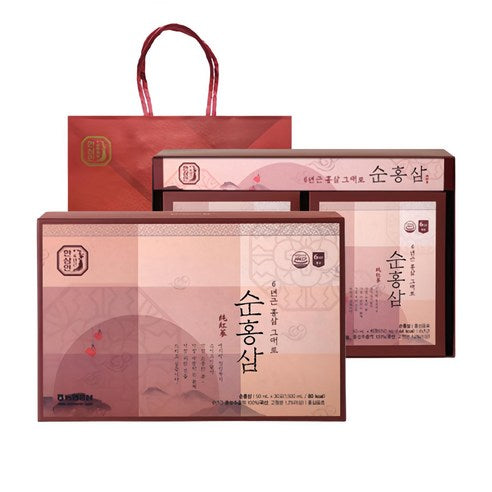 HANSAMIN by NH Hongsam Pure Korean Red Ginseng Drink | 50ml × 30 Pouches (1.5L) | Gift Set | Made in Korea