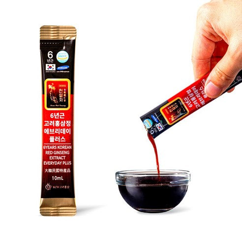 6-Year-Old Korean Red Ginseng Liquid Stick "Everyday Plus" | 10ml × 100 Sticks | Value Pack | Made in Korea