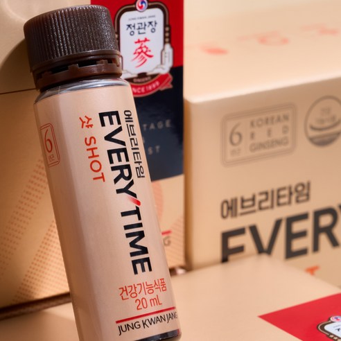 JUNG KWAN JANG Everytime Shot | Korean Red Ginseng Drink | 20ml × 20 Vials | 20-Day Supply