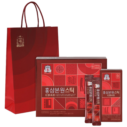 JUNG KWAN JANG Red Ginseng Bonwon Daily Stick | Made with 6-Year-Old Korean Red Ginseng | 30 Sticks × 10g Gift Box