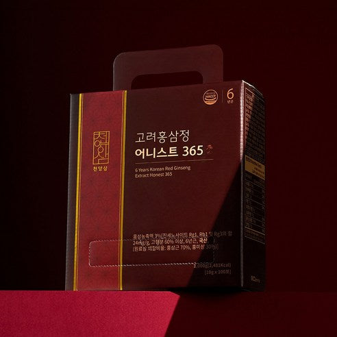 CHEONYANGSAM 6-Year-Old Korean Red Ginseng Extract Honest 365 Stick | 10g × 100 Sticks (1kg) | Ginsenosides 7mg per Stick