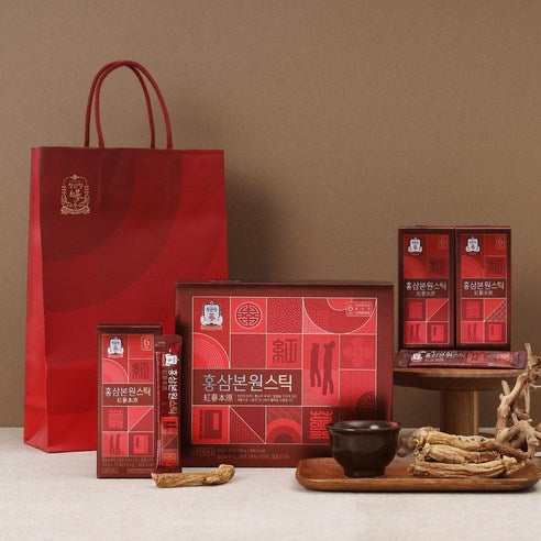 JUNG KWAN JANG Korean Red Ginseng Bonwon Stick Gift Set | 6-Year-Old Korean Red Ginseng | 10g × 30 Sticks | 30-Day Supply