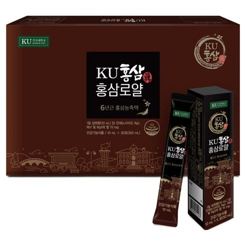 KU Hongsamjin Red Ginseng Royal by Konkuk Dairy | 6-Year-Old Korean Red Ginseng | Ginsenosides 15mg | 10ml × 30 Sticks