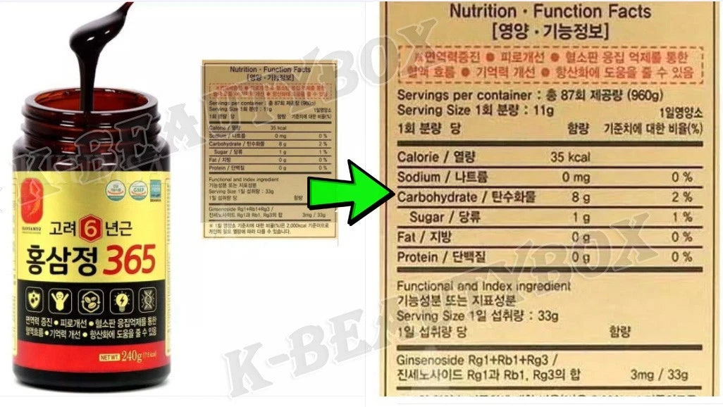 KOREA NO.1 Korean 6 Years Red Ginseng Extract 365, 240g x 4ea Made in korea